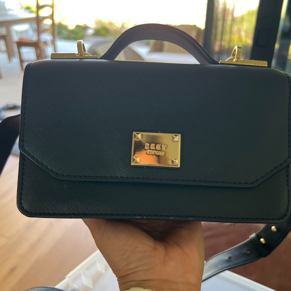 DKNY Crossbody Bag Small Purse Leather Black Adjustable Strap